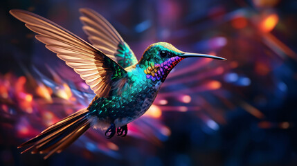 a colorful hummingbird flying - obrazy, fototapety, plakaty