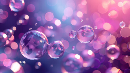 Purple colored oil bubble background. Closeup view.