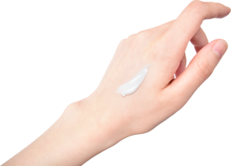 white skincare cream on clean female hand
