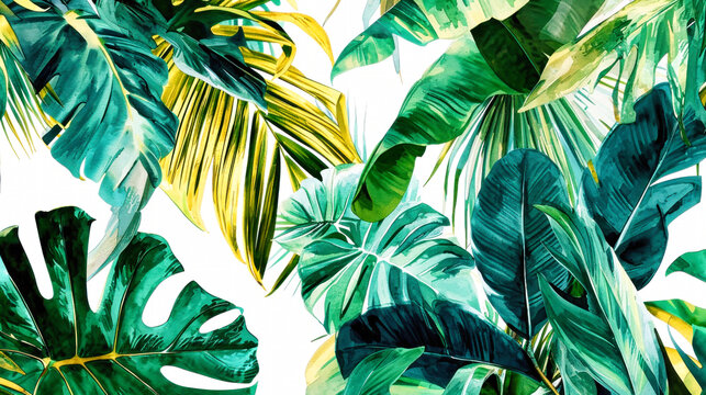 Tropical beach palm leaves, green palm leaves mockup for summer and tropical nature concept.
