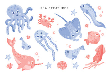 This is Under The Sea clipart set contains 12 high-quality (300dpi), gouache style png. Suitable for art print, t-shirts, packaging, phone cases, brand kit, etc