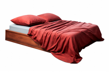 red  colour bed isolated on transparent background, png file