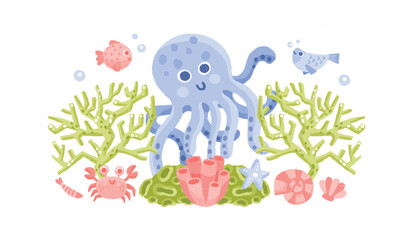 This is Under The Sea clipart set contains 12 high-quality (300dpi), gouache style png. Suitable for art print, t-shirts, packaging, phone cases, brand kit, etc