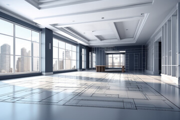 Architectural sketch of a large spacious apartment