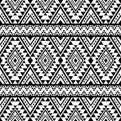 Navajo southwest geometric seamless pattern fabric black and white design for textile printing