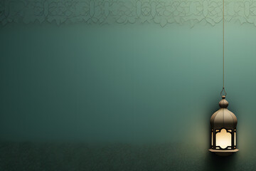 muted green flat background with Islamic ornament