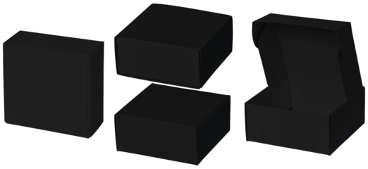 black cardboard box or giftbox set different angle view