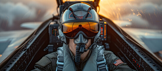 a person in a pilot's helmet - obrazy, fototapety, plakaty
