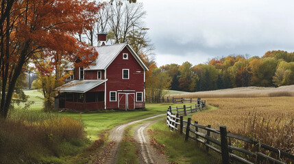 Rural Architecture: Document the charm of rural architecture, including traditional farmhouses, barns, or historic cottages. Emphasize the integration of these structures into the natural landscape. 
