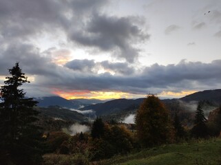 sunset in the mountains