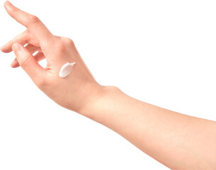 white skincare cream on clean female hand