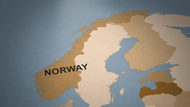 Old Paper Map of Norway