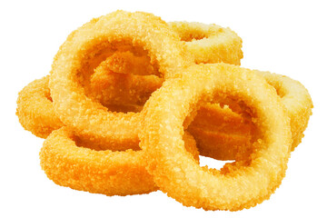 fried Onion ring, isolated on white background, full depth of field