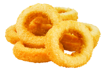 fried Onion ring, isolated on white background, full depth of field