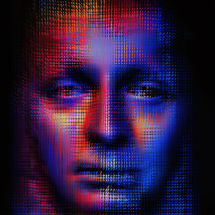 a close up of a man's face