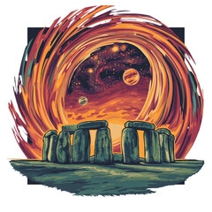 Solstice stonehenge accompanied by planet