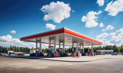 Gas station during summer sunny day