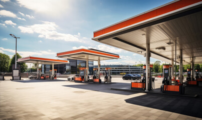 Gas station during summer sunny day