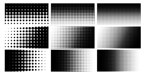 Halftone dots pattern set. dotted geometric pattern background. Vector illustration