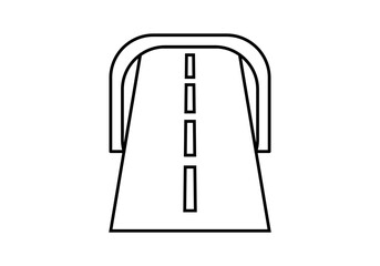 Icono negro de carretera atravesando un tunel. 