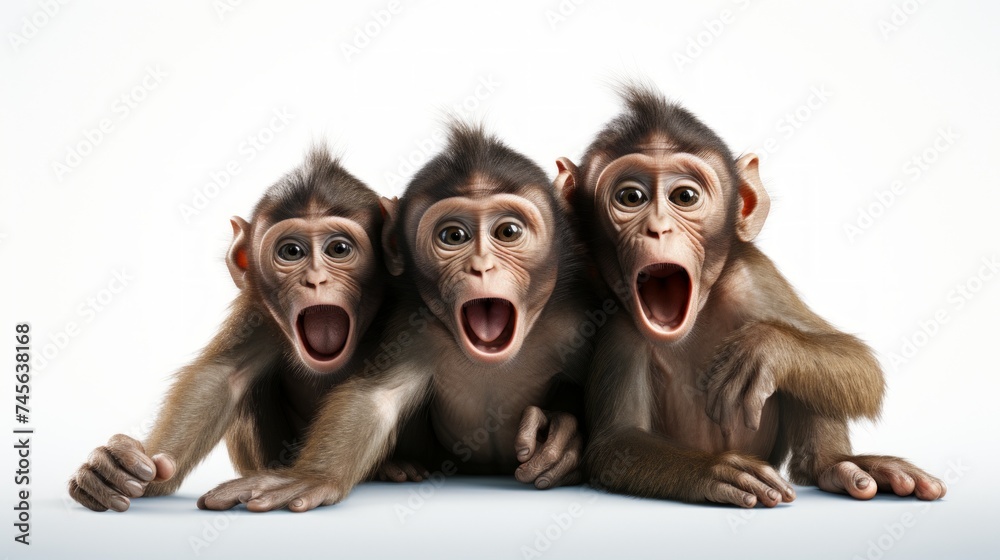 Poster Generative AI Mischievous monkeys posing playfully.