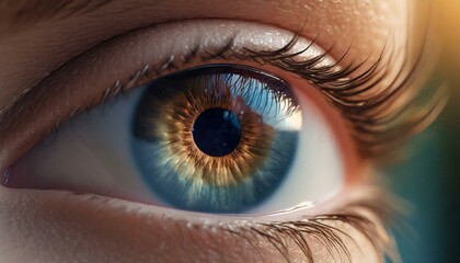 Naklejka premium World in View: Close-Up Eye Capturing the Global Perspective