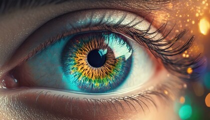 Fototapeta premium World in View: Close-Up Eye Capturing the Global Perspective