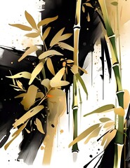Bamboo ink painting style background illustrator Generative AI