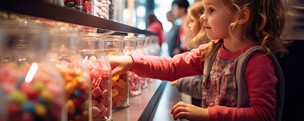 Roztomilé deti v cukrárni kupujú sladkosti