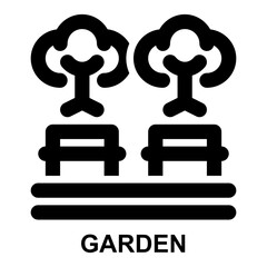 garden, park, trees, recreation, ecology, environment outline icon for web mobile app presentation printing