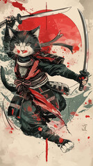 Samurai Cat Illustration