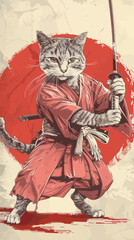 Samurai Cat Illustration