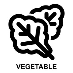 vegetable, vegetarian, salad, lettuce, organic, natural, leaf, ecology, agriculture outline icon for web mobile app presentation printing