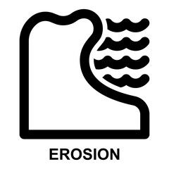 erosion, soil erosion, water, destruction, ecology, geology outline icon for web mobile app presentation printing