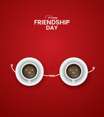 Happy Friendship Day, Friendship day creative design for social media banner, poster, 3D Illustration