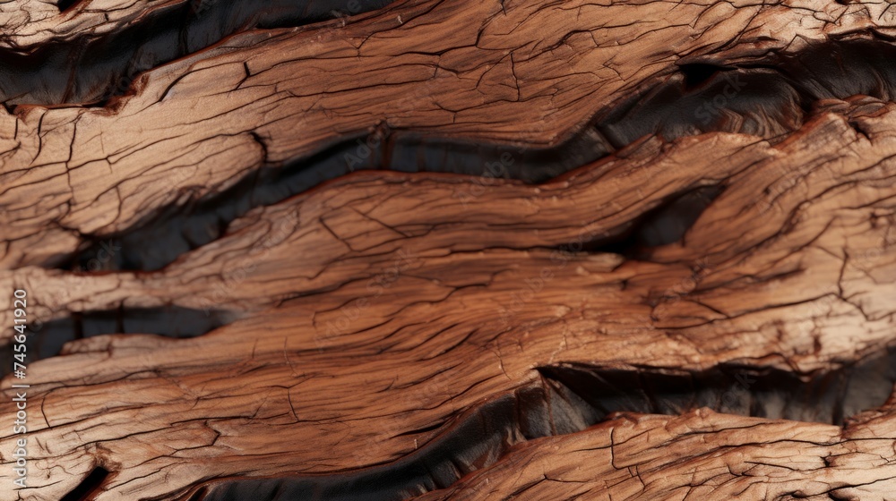 Poster Generative AI Rugged and bumpy bark texture from a tree trunk.