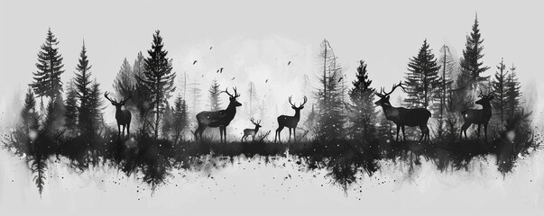 Vintage charm meets modern 4k technology wildlife silhouettes with no background for clean design - obrazy, fototapety, plakaty