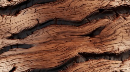Generative AI Rugged and bumpy bark texture from a tree trunk.