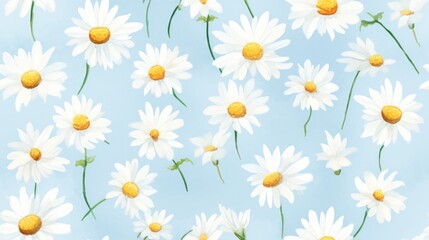 Generative AI Simple aquarelle daisies pattern