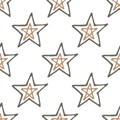 Obraz premium Seamless pattern with cute stars doodle for decorative print, wrapping paper, greeting cards, wallpaper and fabric