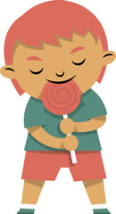 child eating lollipop candy.