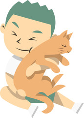 child playing with a cat.