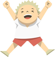 excited child jumping.