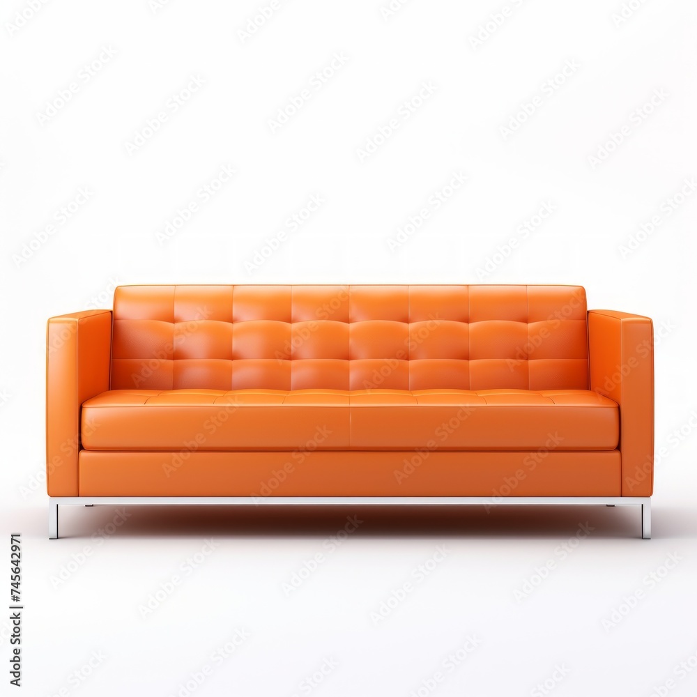 Poster stock image of a reception area sofa on a white background, stylish, comfortable seating for guests 