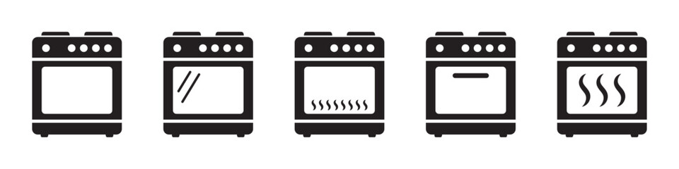 Stove oven icon, vector gas stove. Kitchen cooking appliance. Vector illustration.