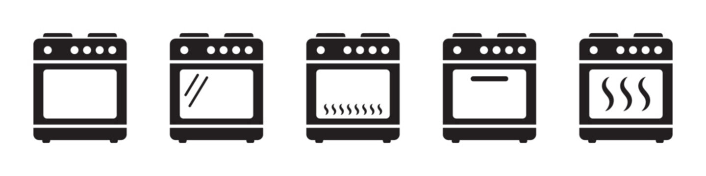 Stove oven icon, vector gas stove. Kitchen cooking appliance. Vector illustration.