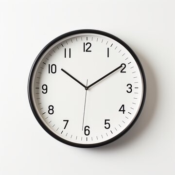 Stock image of an office wall clock on a white background, functional, timekeeping accessory Generative AI