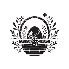 Chic Black Vector Decorative Basket Silhouette Collection: Ideal for Easter, Crafts, Designs, and Stylish Decor Projects.