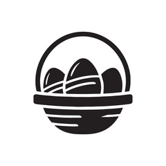 Chic Black Vector Decorative Basket Silhouette Collection: Ideal for Easter, Crafts, Designs, and Stylish Decor Projects.