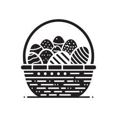 Chic Black Vector Decorative Basket Silhouette Collection: Ideal for Easter, Crafts, Designs, and Stylish Decor Projects.